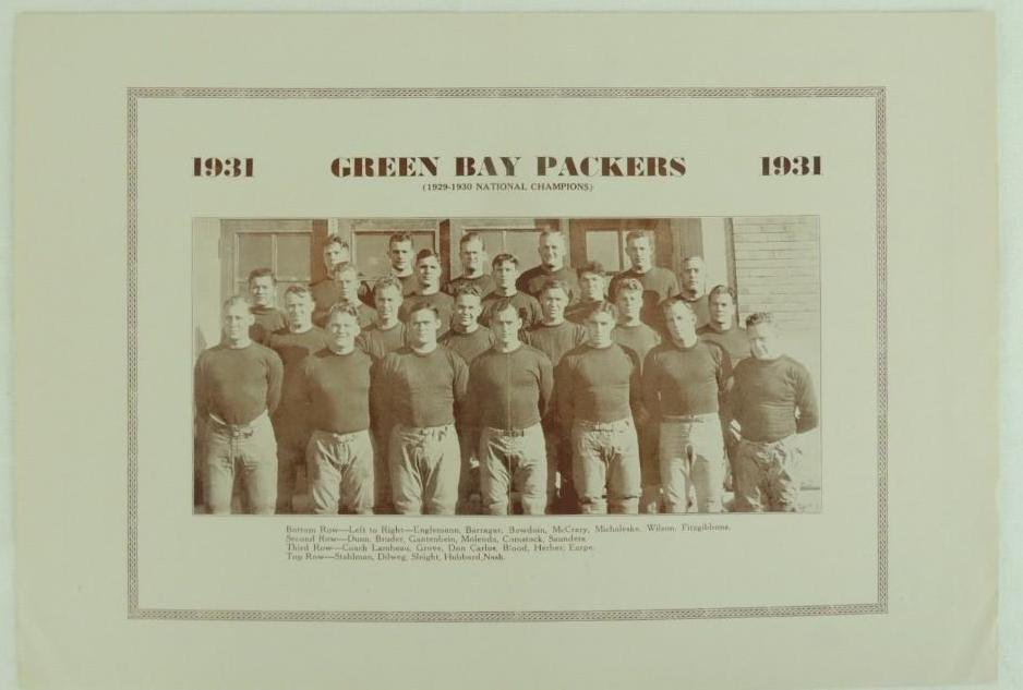 Wadhams Oil 1931 Green Bay Packers Team Photo and (1 of 2)