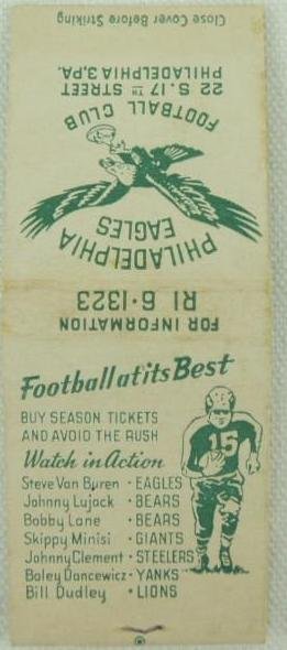 1948 Philadelphia Eagles Matchbook Schedule (1 of 3)