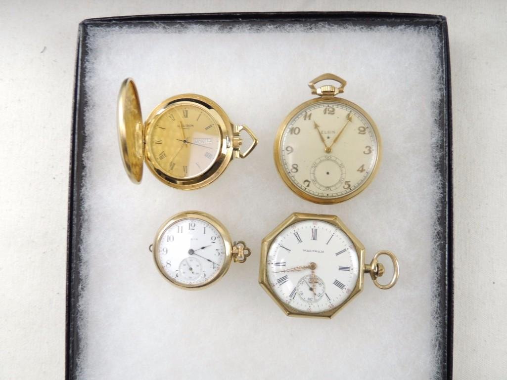 Group of 4 Open Face and One Hunter Case Pocket Watches (1 of 3)