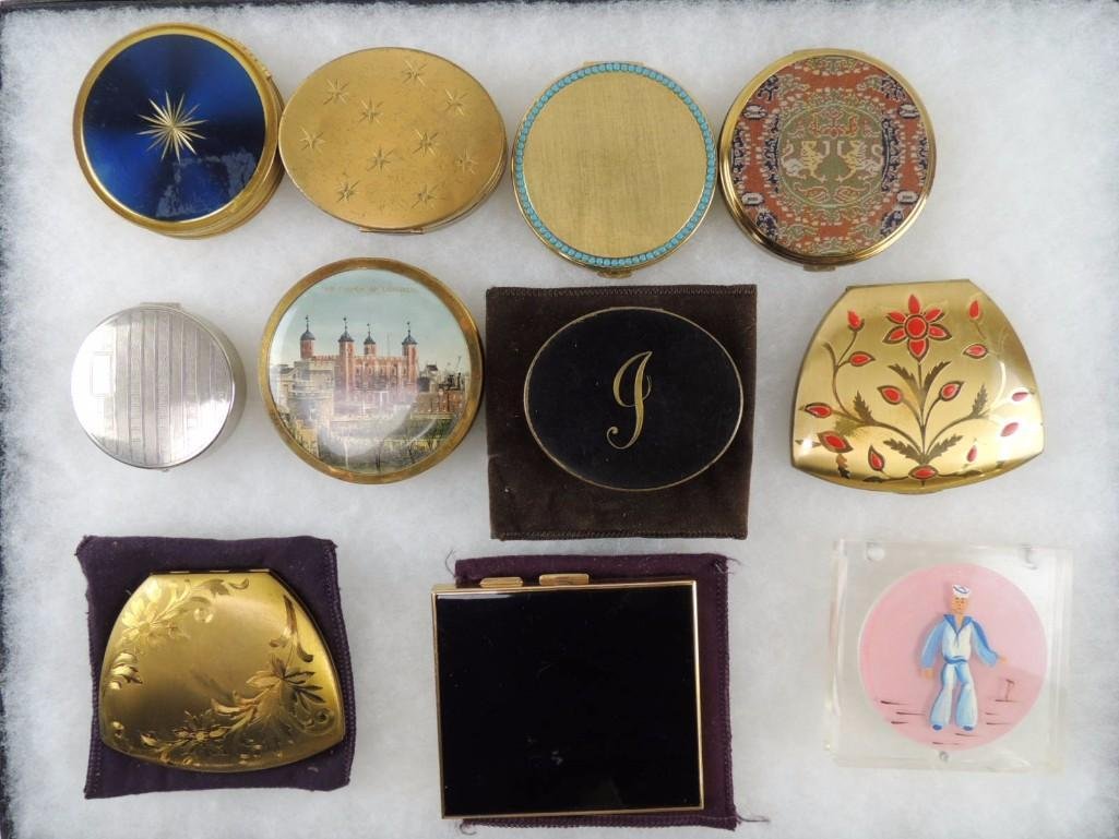 Group of 11 Vintage Compacts and Cigarette Case (1 of 2)