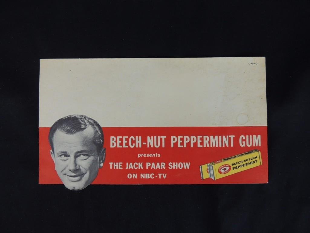 1950's Jack Paar Beechnut Gum Advertising Cardboard (1 of 1)