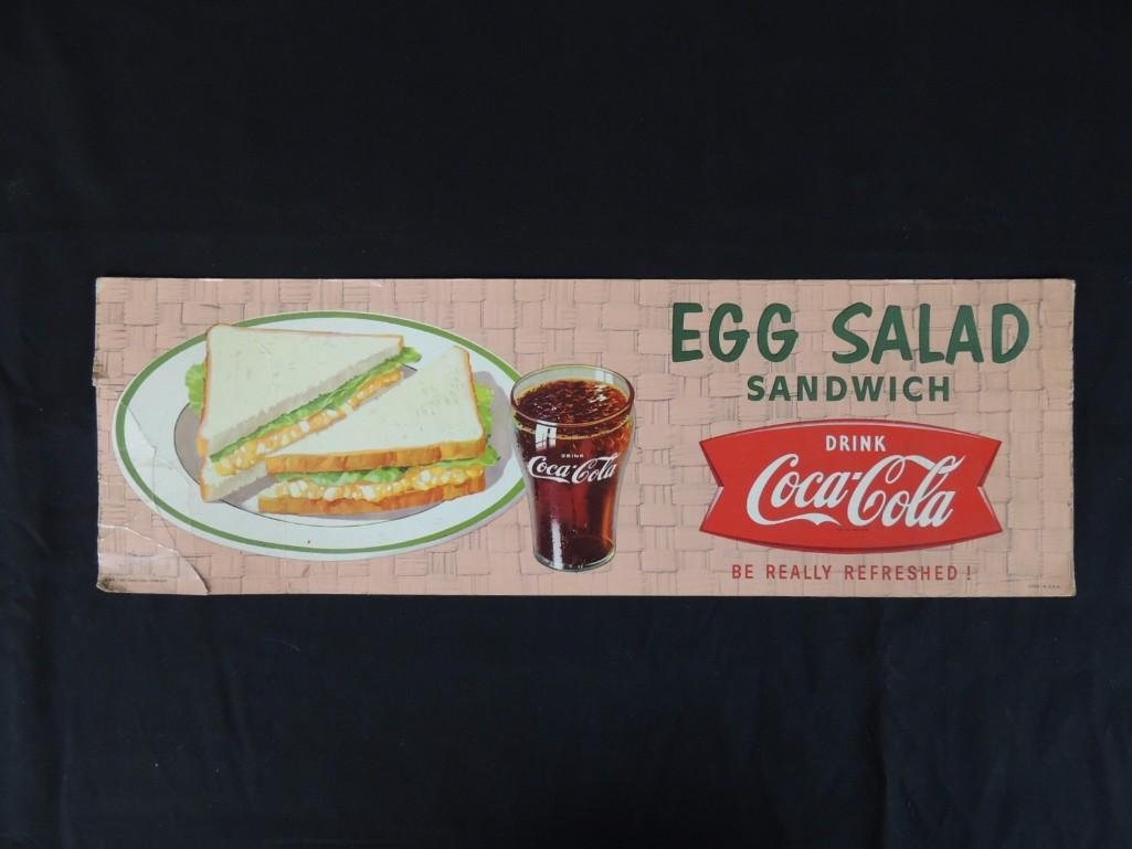 Coca-Cola and Egg Salad Sandwich Cardboard Advertising (1 of 1)
