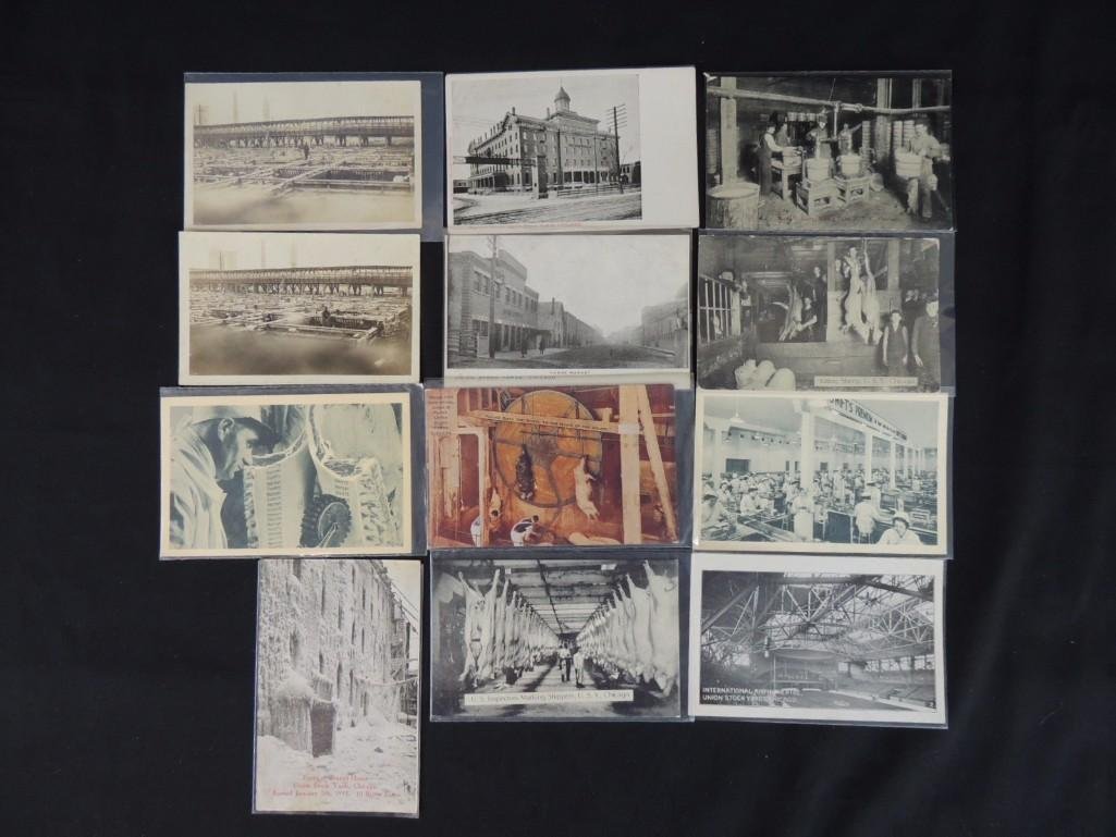 Group of 12 Postcards of Chicago's Union Stock Yards: all for one money