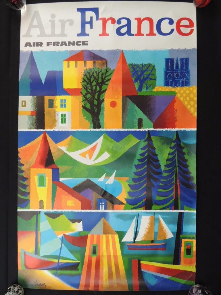 Air France Vintage Travel Poster Signed Bottom Left (1 of 5)