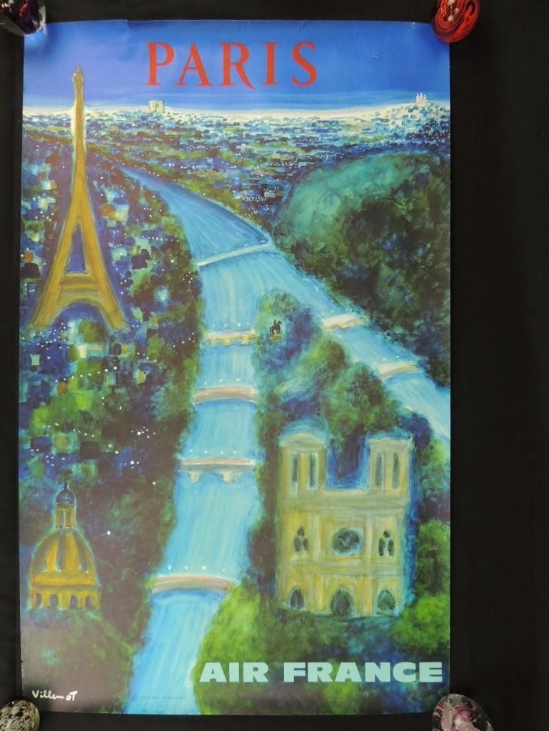 Vintage  Paris Air France Vintage Travel Poster Signed (1 of 6)