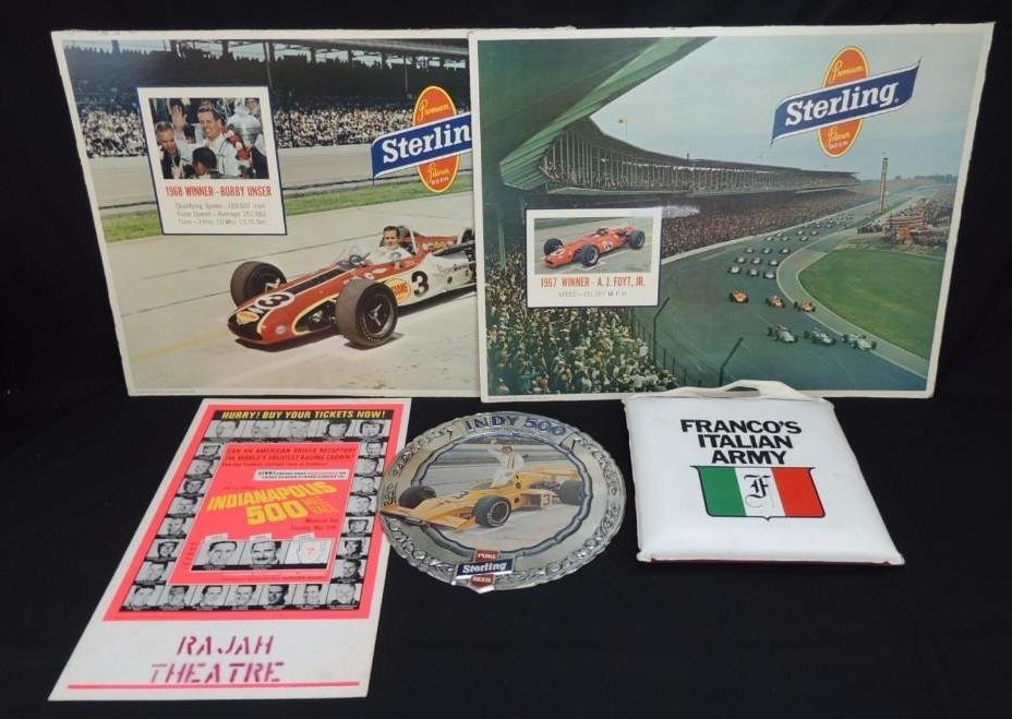 Group of 5 Indy Car Posters and Cushion Featuring (1 of 1)