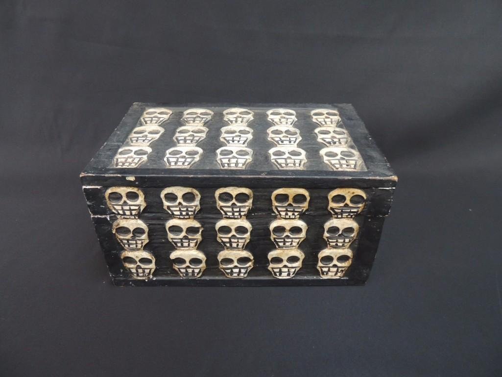 Wood Carved Skull Box (1 of 5)