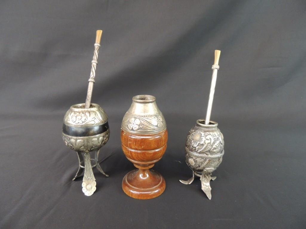 Group of 3 Mate Tea Cup and Straws 18k and Silver (1 of 3)