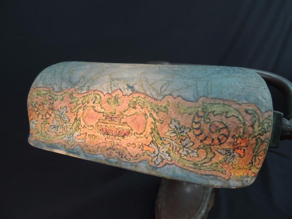 Antique Handel Copper Student Lamp with Blue/Green (1 of 10)