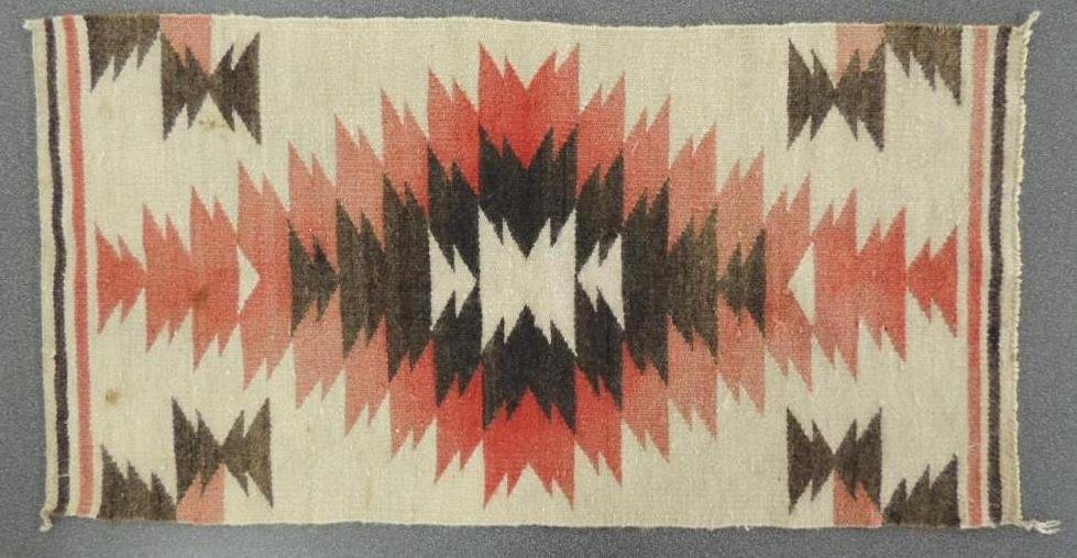 Antique Red, Black, and Tan Native American Indian: 18 1/2"x35 1/2" Some Stains