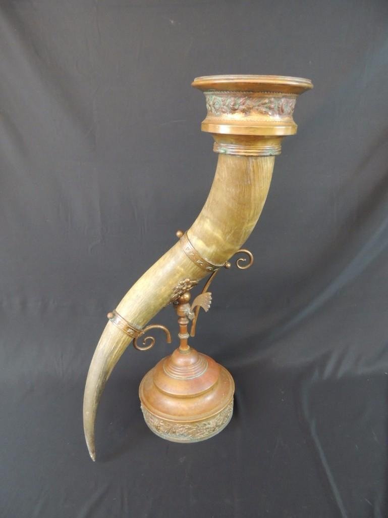 Copper and Horn Planter with Ornate Floral Design (1 of 4)