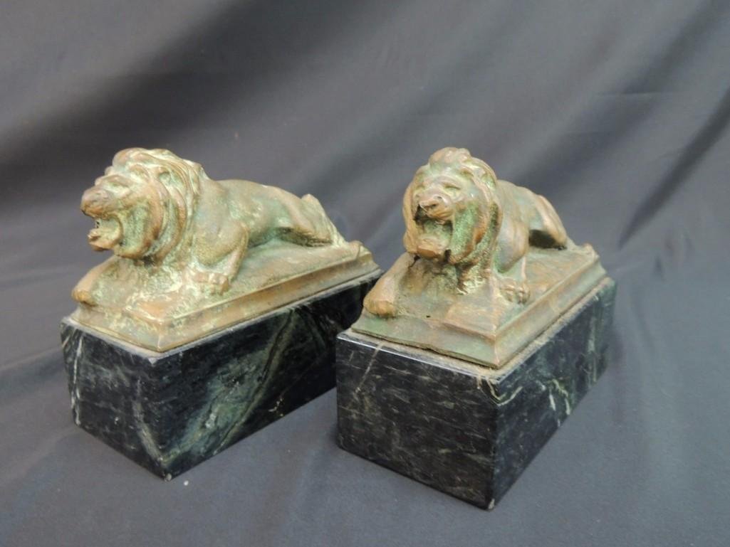Group of 2 Bronze Lion Desk Bookends (1 of 2)
