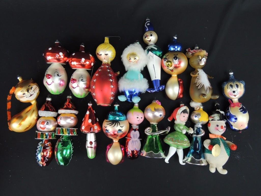 Group of Figural Glass Hand Painted Christmas Ornaments (1 of 6)