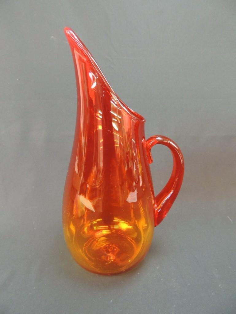 Blenko Tangerine Amberina  Pitcher (1 of 4)