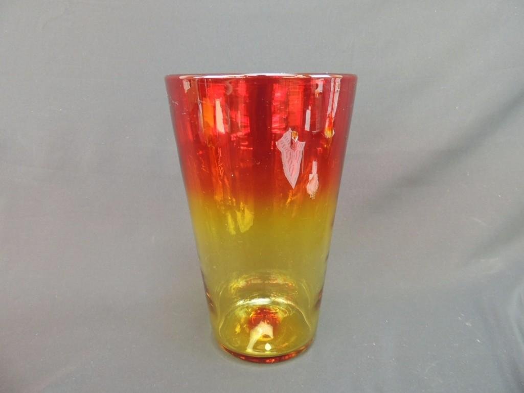 Blenko Tangerine Amberina Vase (1 of 3)