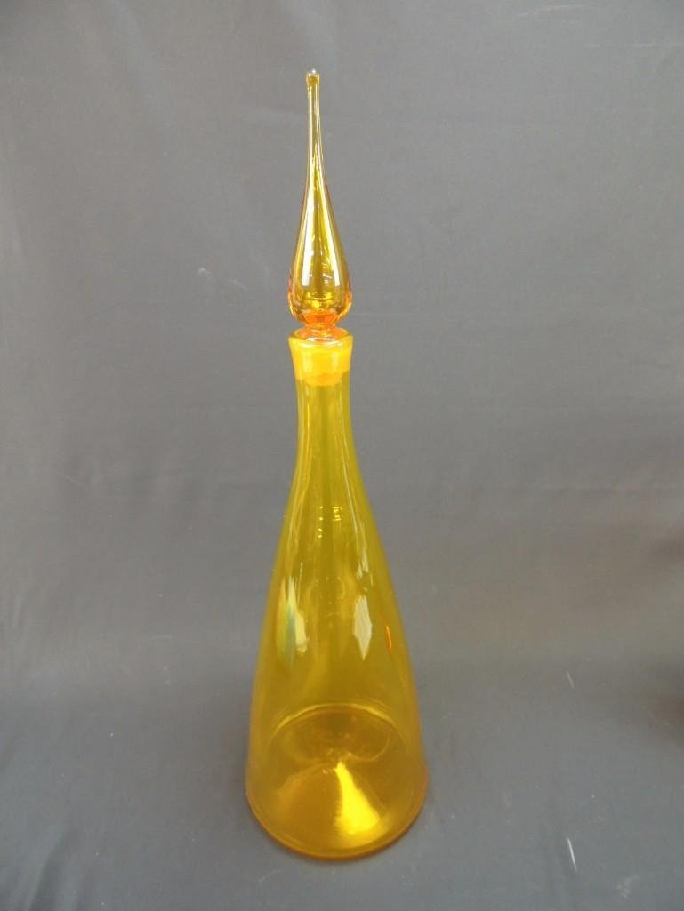 Blenko Yellow 22" Tall Floor Decanter with Stopper (1 of 3)