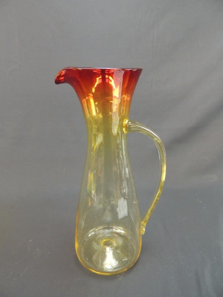 BlenkoTangerine Amberina Pitcher with Applied Handle (1 of 4)