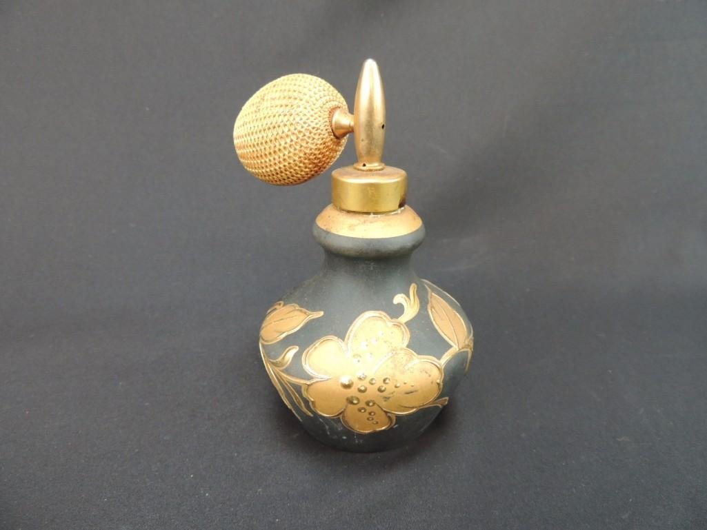 Black with Gold Floral Pattern Perfume Bottle with (1 of 2)