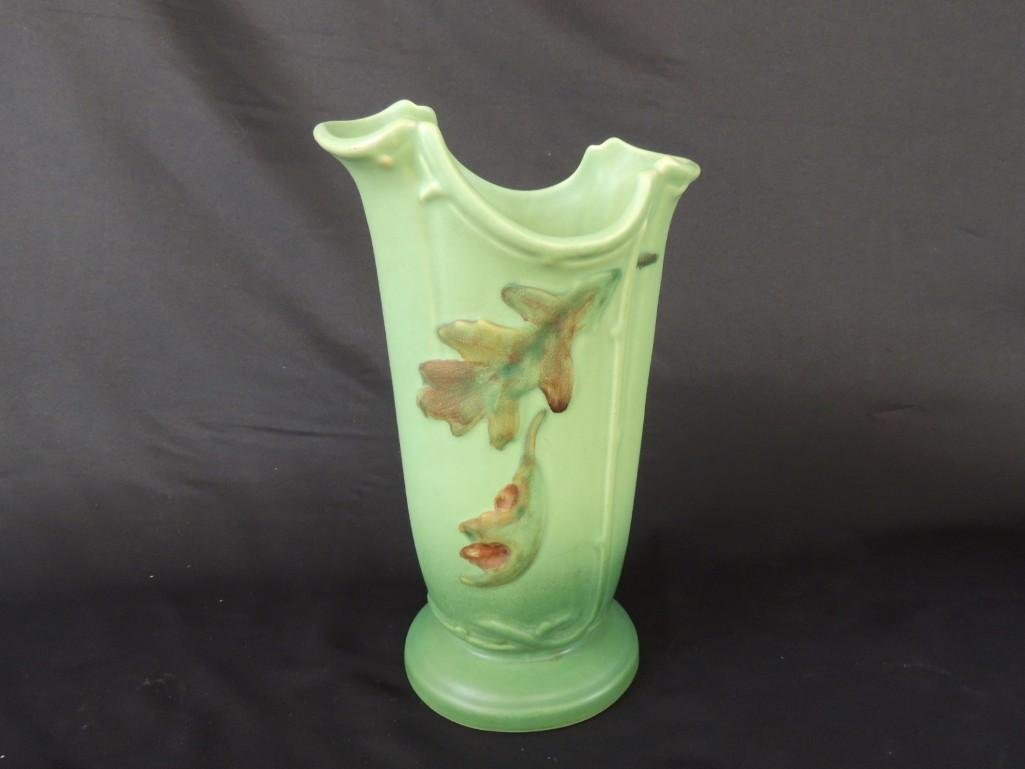 Weller Handled Vase with Floral Pattern (1 of 3)
