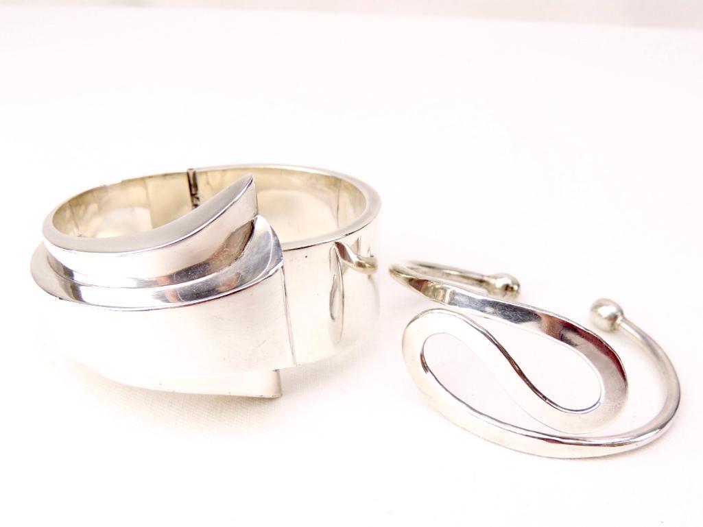 Lot of 2 Sterling Silver Taxco Bangle Bracelets  (1 of 4)