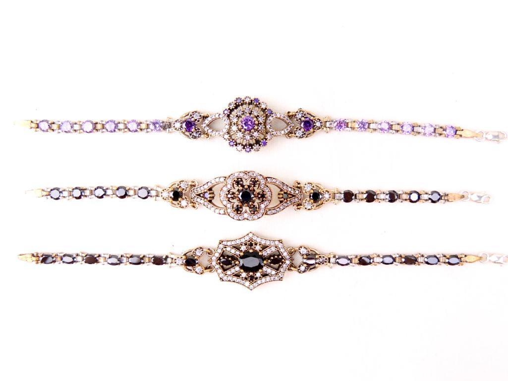 Lot of 3 Sterling Silver & Gemstone Bracelets  (1 of 3)