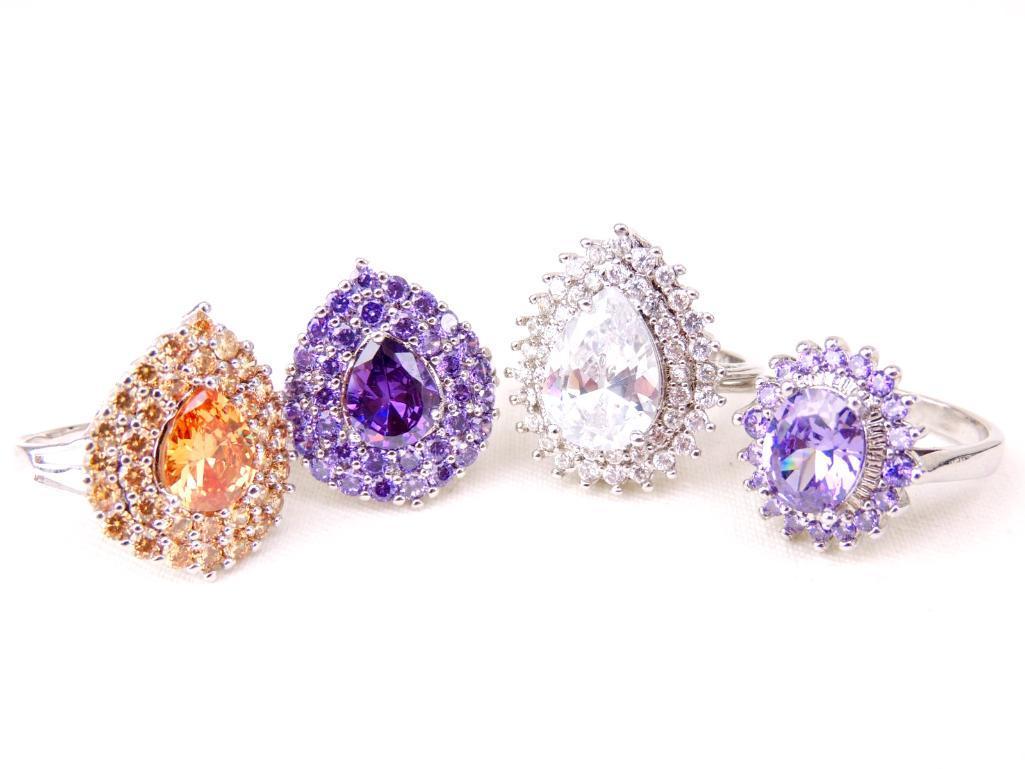 Lot of 4 Sterling Silver & Gemstone Rings (1 of 2)