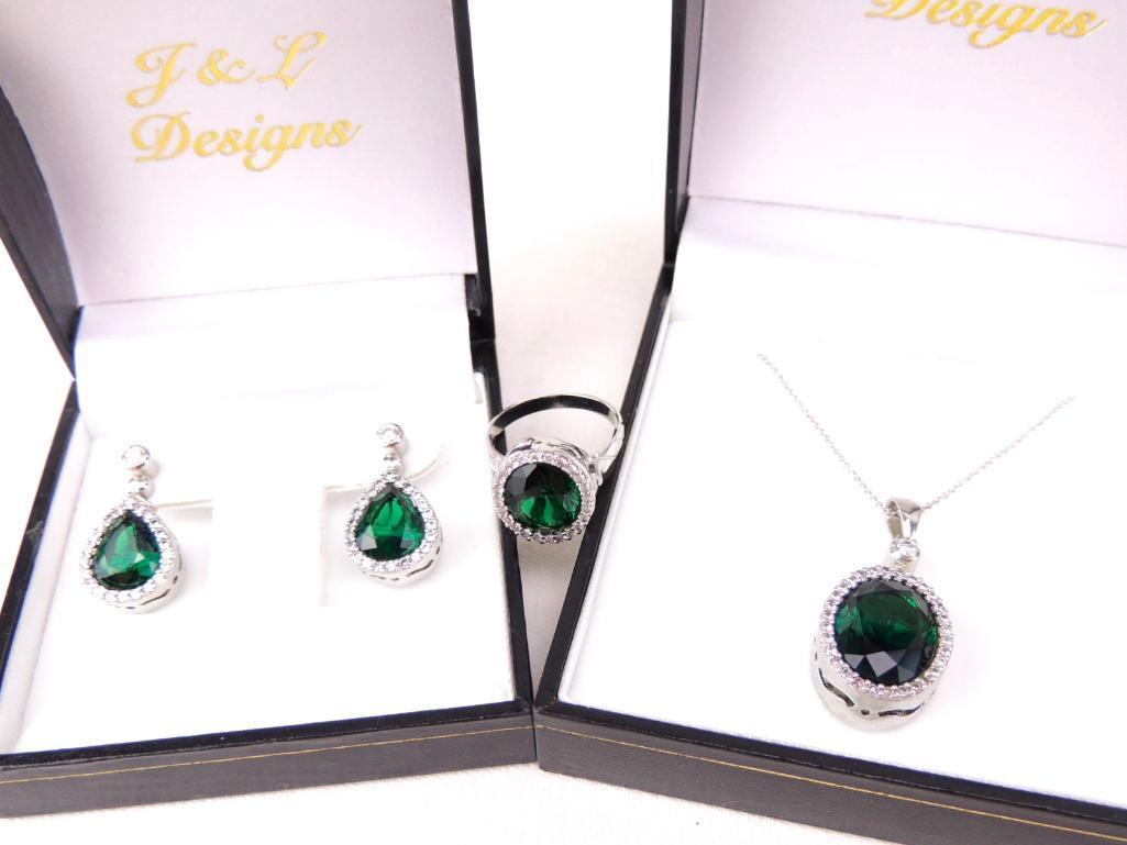 Sterling Silver & Gemstone Jewelry Lot 3 Pieces (1 of 2)