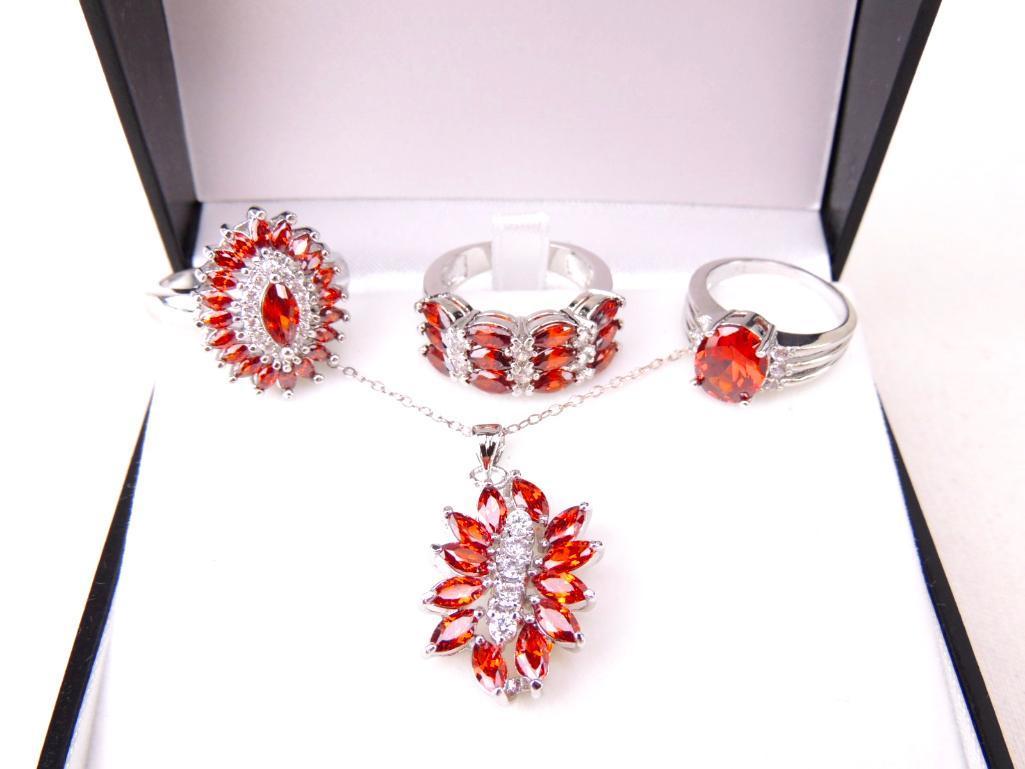 Lot of Sterling Silver & Gemstone Jewelry 4 Pieces (1 of 2)