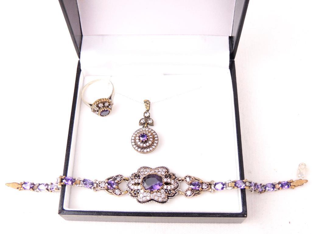 Sterling Silver & Gemstone Jewelry Lot 3 Pieces (1 of 3)