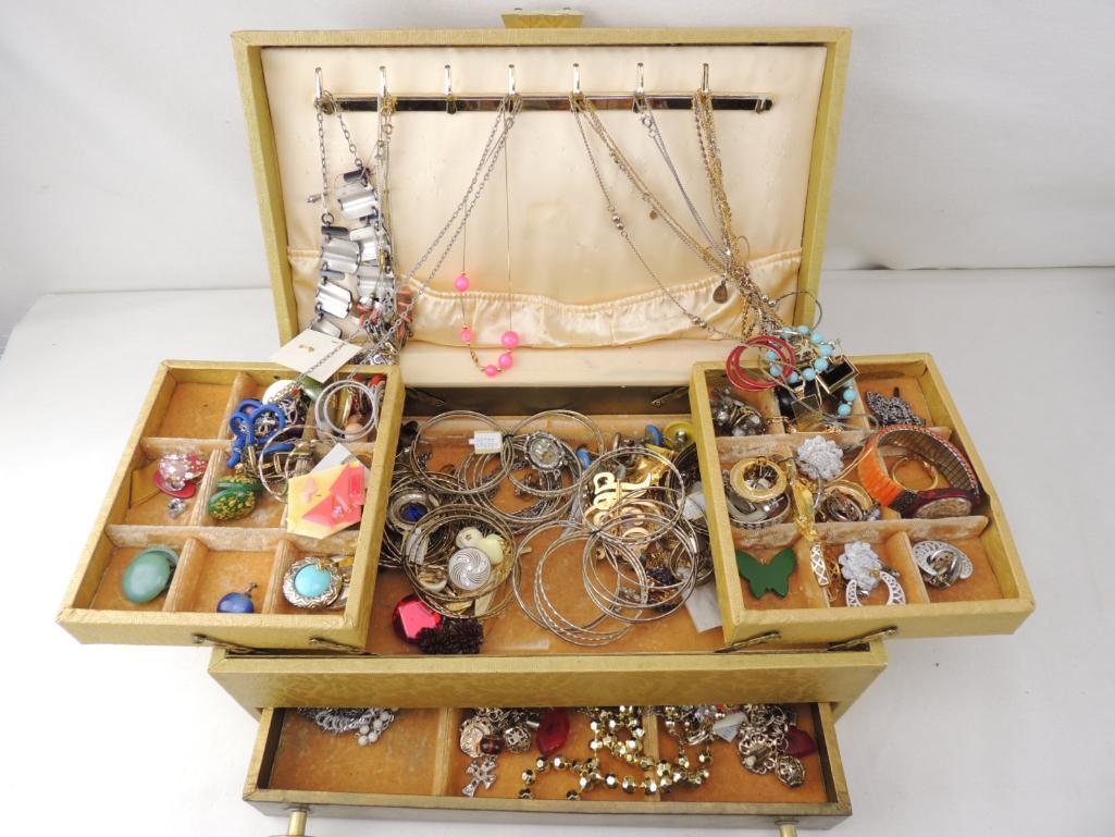 Boxed Lot of Vintage Costume Jewelry: Many pieces for crafting, reselling & repurposing