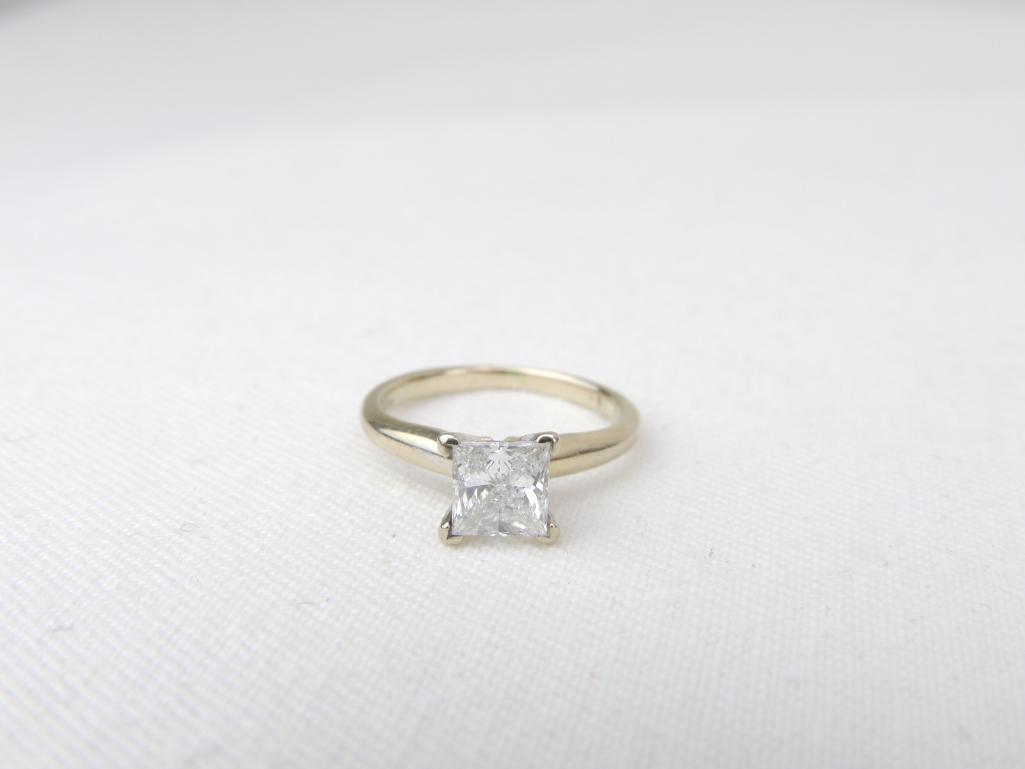 18k Yellow Gold Princess Cut Diamond Solitaire Ring w (1 of 9)