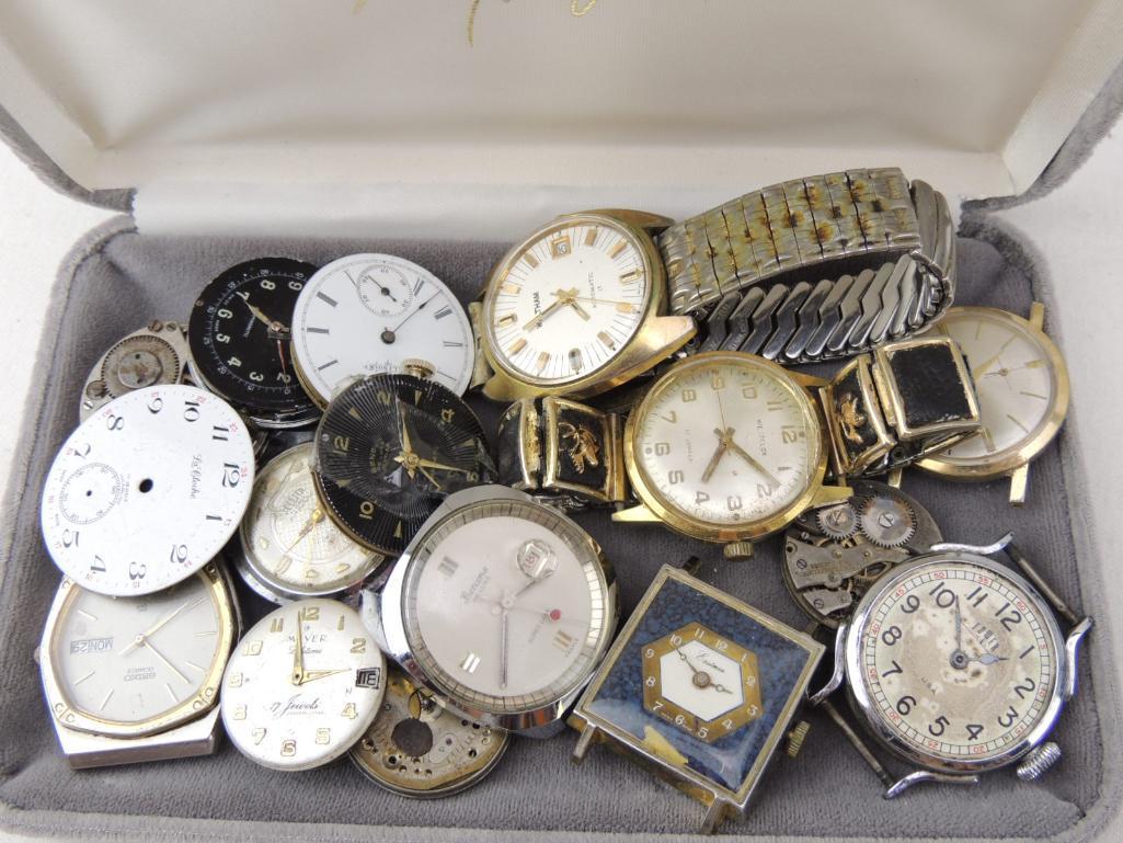 Lot of Watches for Parts & Repair: Waltham, Westclox, Tower, Sellita, Bercona, Seiko, Eastman