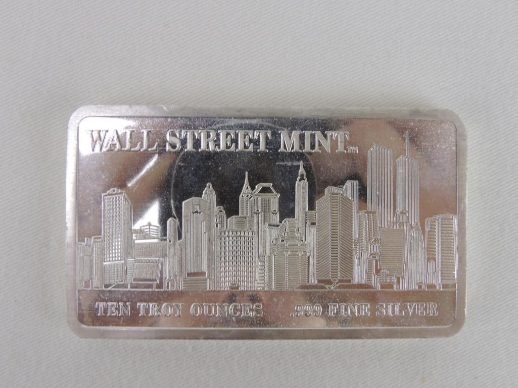 Wall Street Mint Ten Troy Ounces .999 Fine Silver Bar (1 of 2)