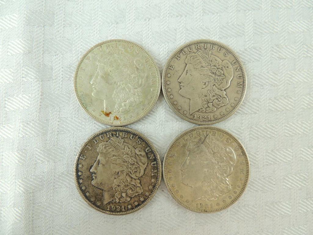 1921 P, S, and D Morgan Silver Dollars Group of 4 (1 of 2)