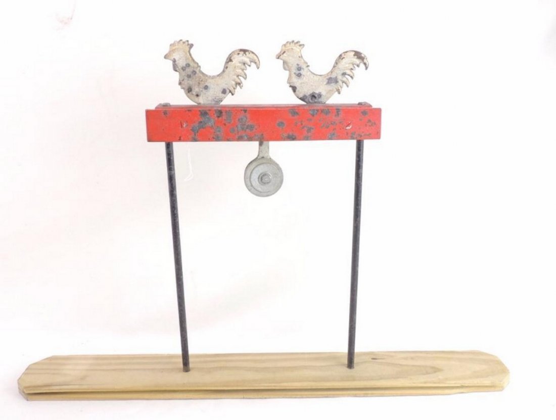 Antique Metal Gun Target Featuring Chickens: 26 "x18 "