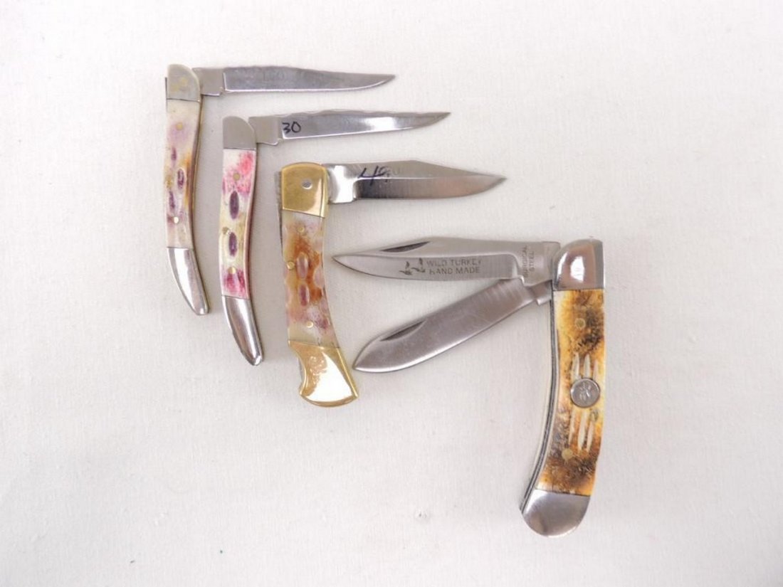 Group of 4 LCO Stag Handle Pocket Knives (1 of 2)