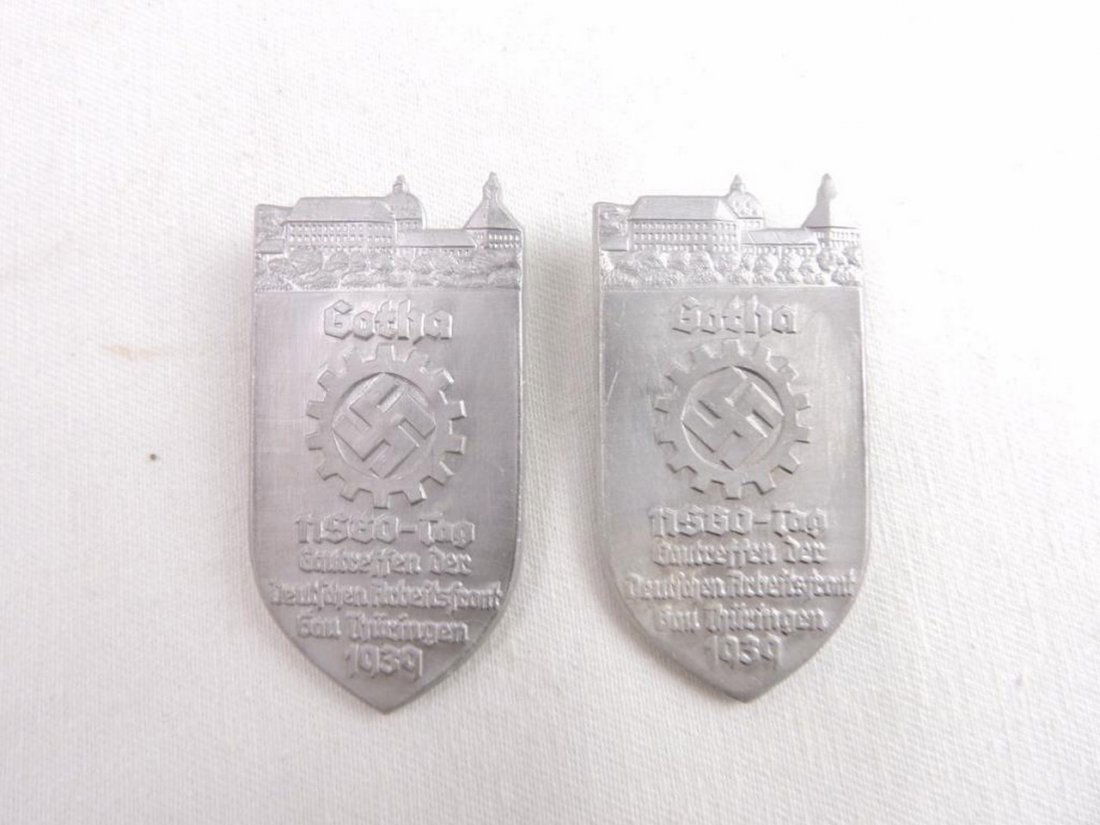 Group of 2 WW2 German 1939 Gotha DAF/NSBO Tinnie Pins (1 of 1)