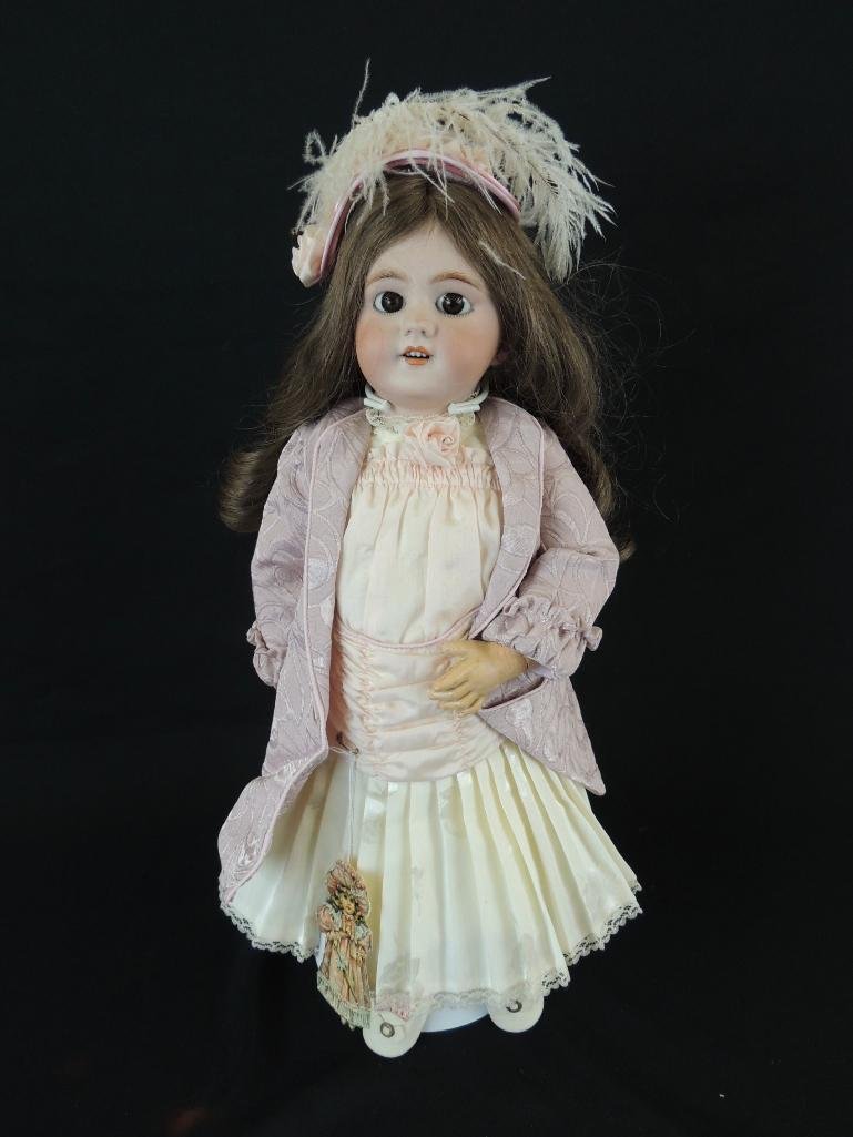 Antique D.E.P. 8 Quality Bisque Character Doll with: 20" D.E.P. Quality Bisque Head on a Marked Jumeau Body. Brown Eyes, Open Mouth with 4 Teeth
