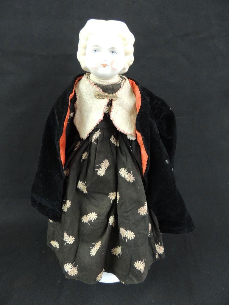 Antique "Mama's Joy" China Head Bisque Doll with: 18" Tall, Blue Eyes, Blonde Hair, Possibly "Covered Wagon" 1850-1870