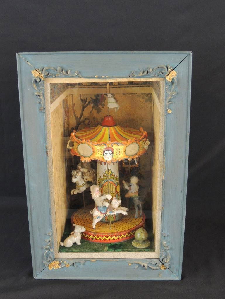 Antique Merry Go Round Tin Mechanical Atomaton Toy with (1 of 7)