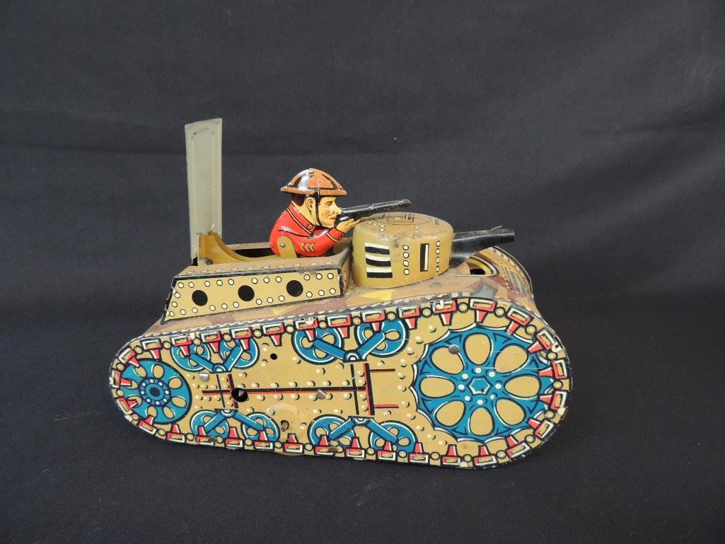 Vintage Marx Toys U.S. Wind-Up Metal Tank Toy Featuring (1 of 4)