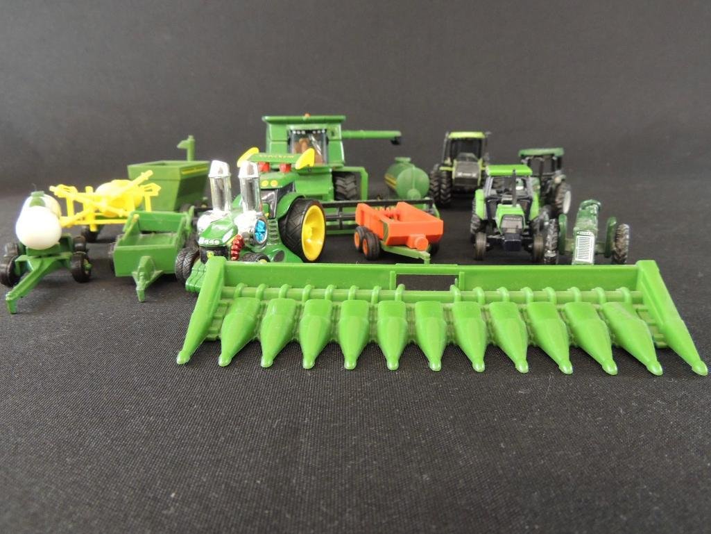 Group of 13 John Deere Tractors, Combines, and More: Excellent condition