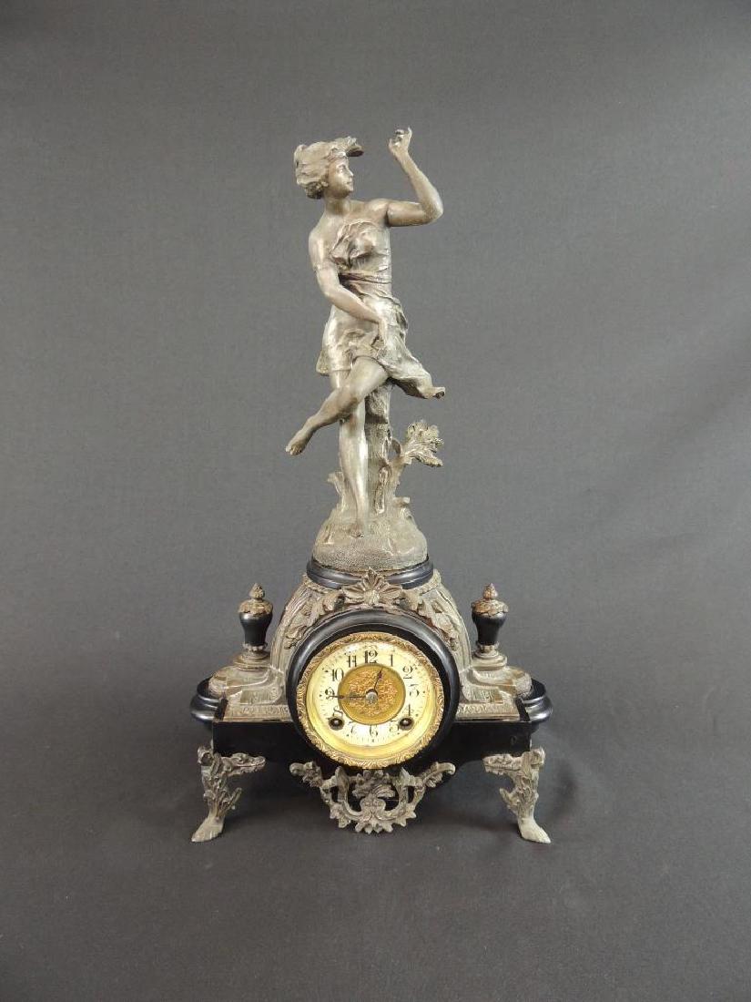 Antique Ornate Bronze Statue Clock Featuring Women (1 of 8)
