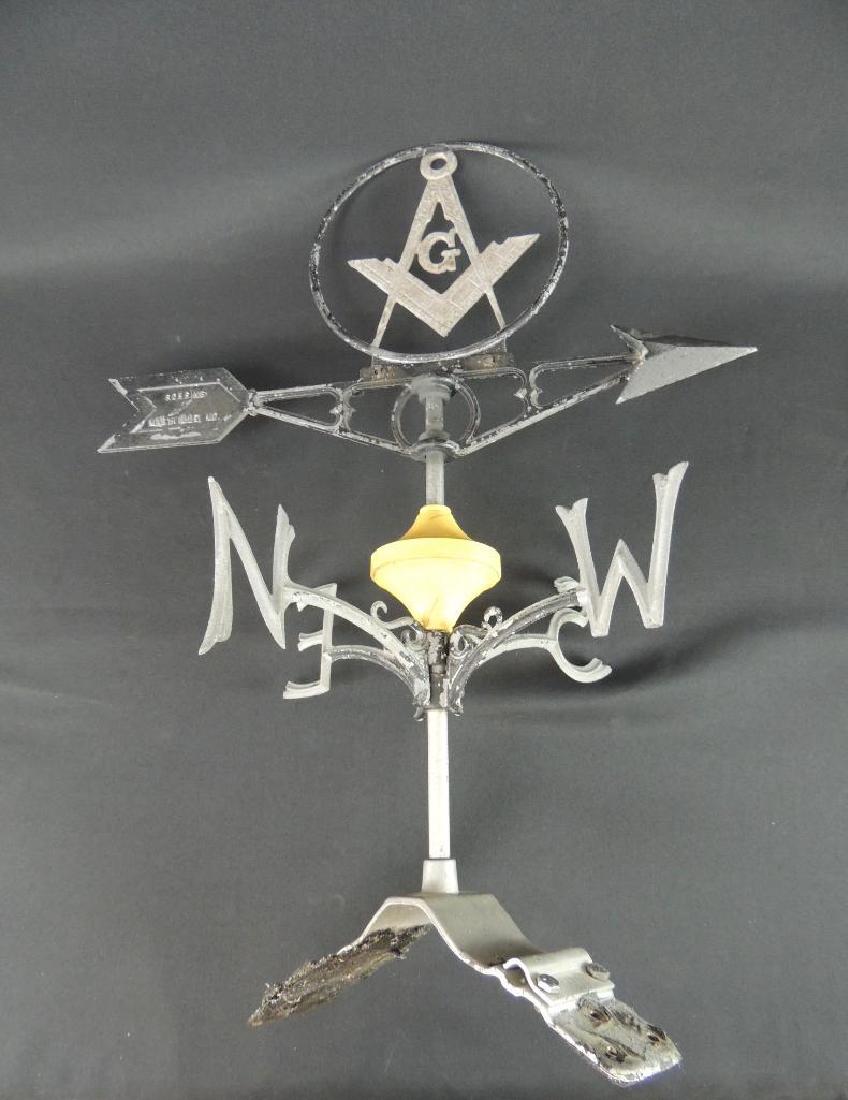 Antique Masonic Symbol Weathervane: Robbins Maryville Mo. 26"x20"
