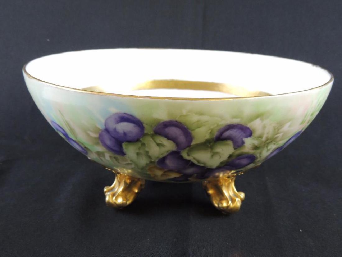 T & V Limoges France Footed Bowl: Hand Painted antique Limoges France Bowl in excellent condition, 11" by 5 1/2"