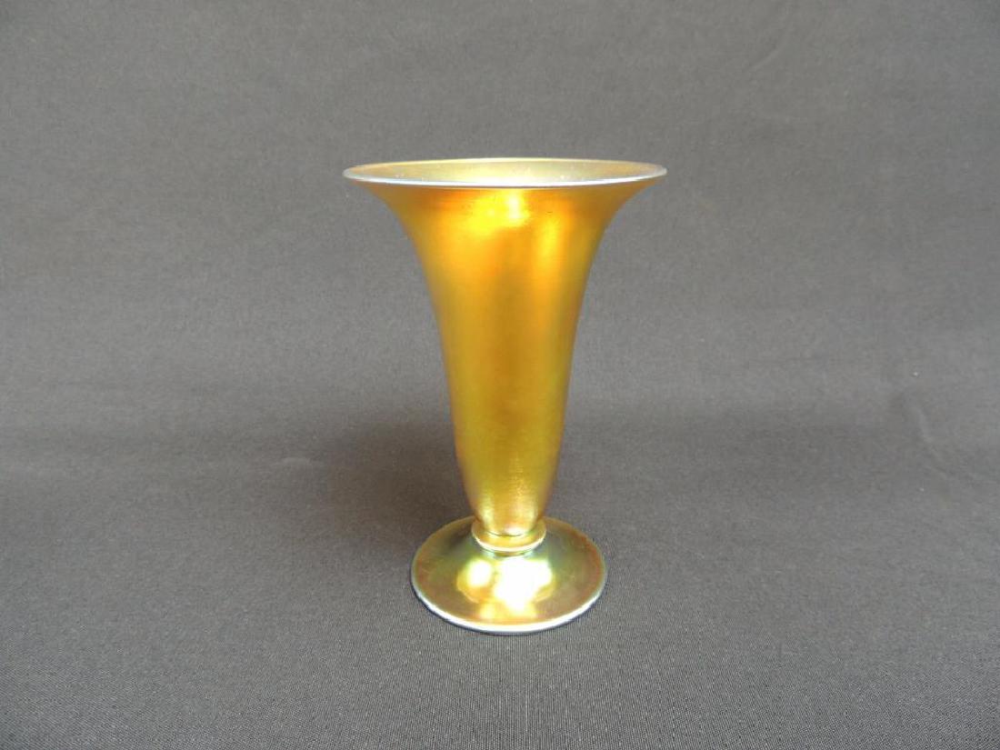 Antique Steuben Gold Aurene Trumpet Vase (1 of 3)