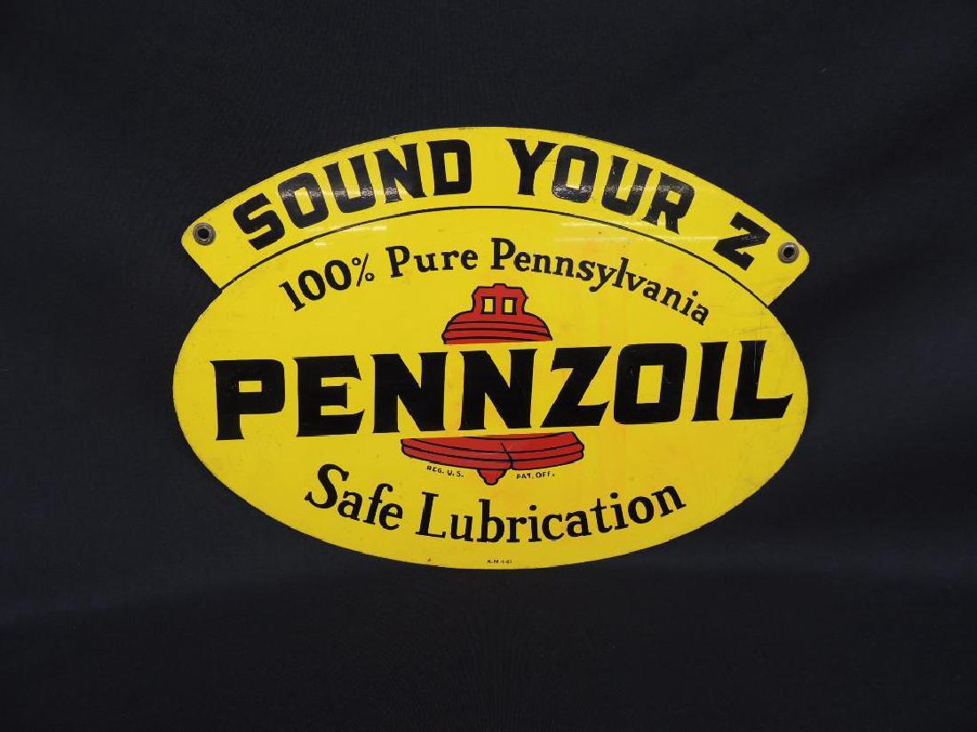 Pennzoil "Sound Your Z" Vintage Double Sided Metal Sign (1 of 2)