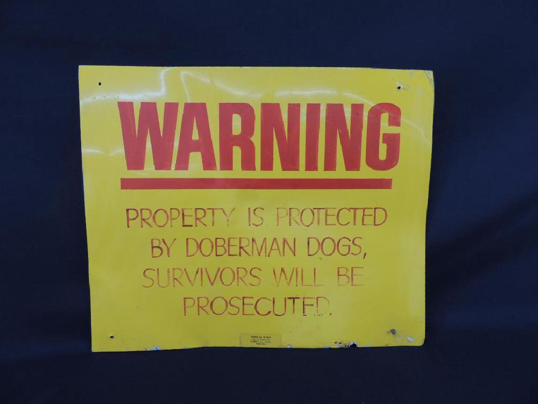 Warning Protected by Doberman Dogs Vintage Metal Sign (1 of 2)
