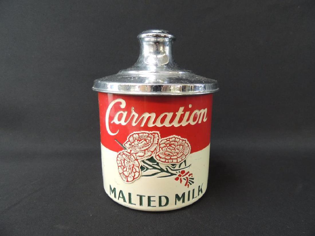 Vintage Carnation Malted Milk Advertising Metal Storage (1 of 3)