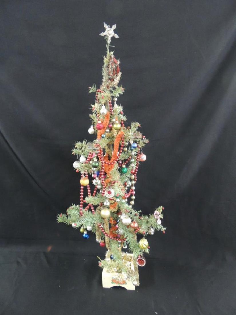 Antique Feather Christmas Tree with Ornaments (1 of 8)